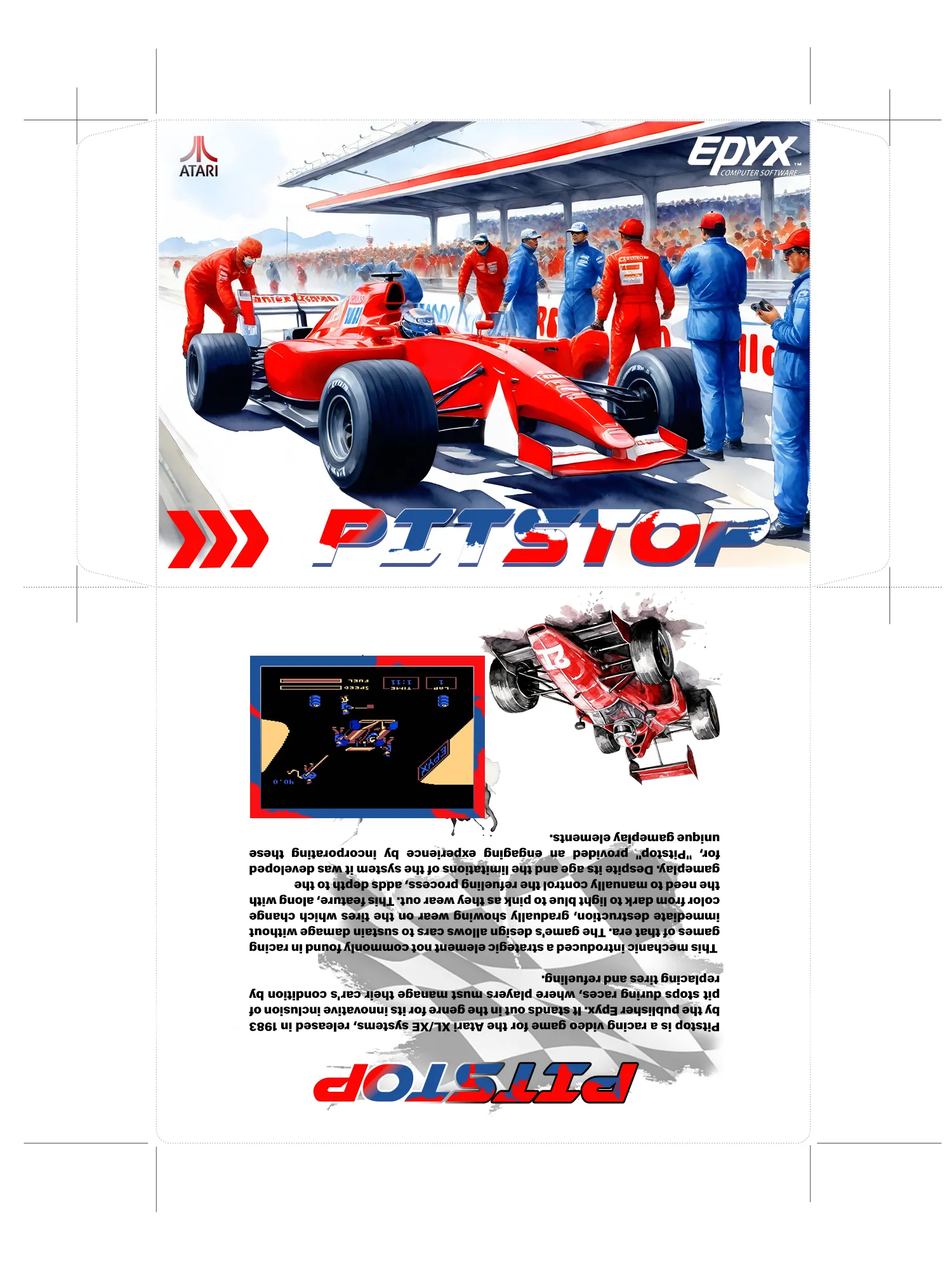 Screenshot of the classic 1983 Atari game Pitstop showing race and pit stop strategy