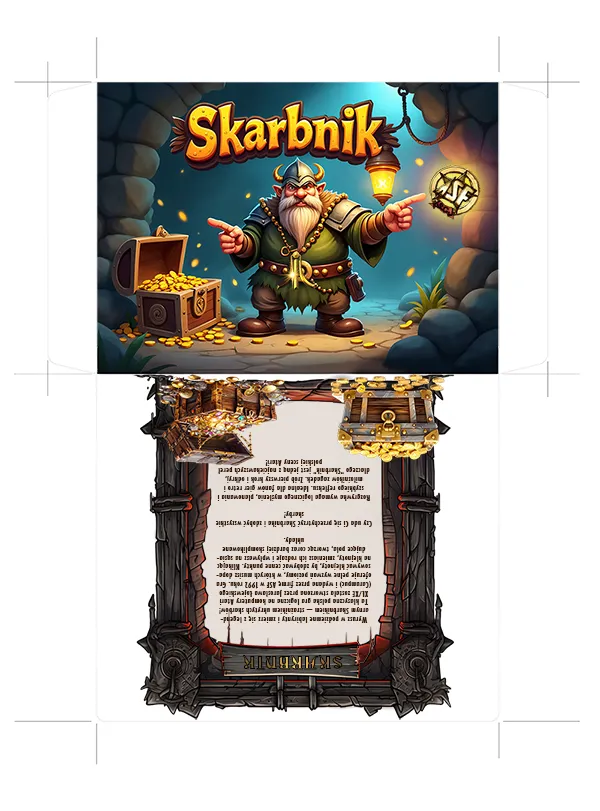 Cover of &quot;Skarbnik,&quot; an Atari 8-bit puzzle game created by Polish developer Jarosław Łojewski in 1992.