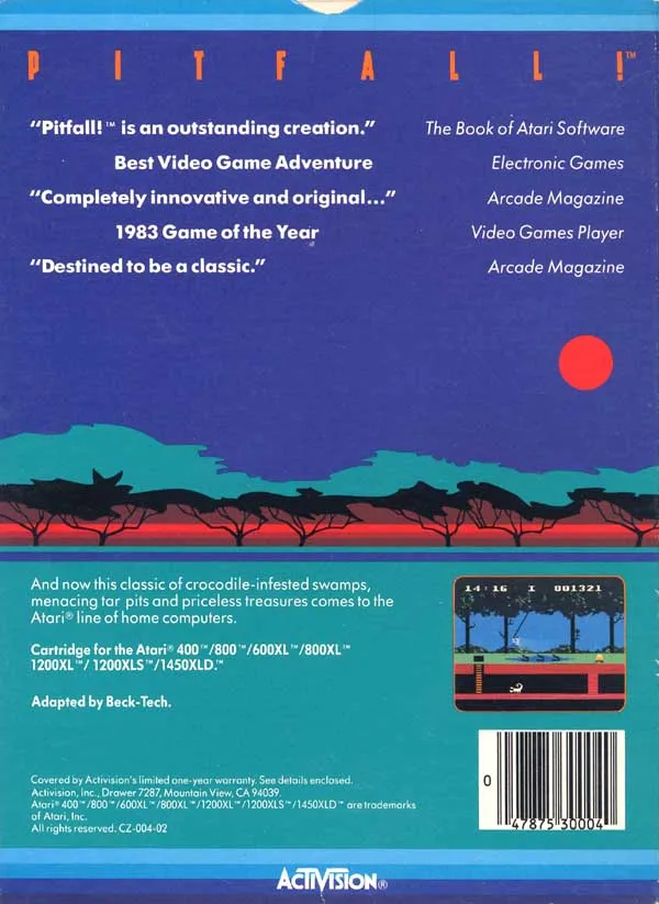 Oryginalna okładka Pitfall! – Atari XL/XE