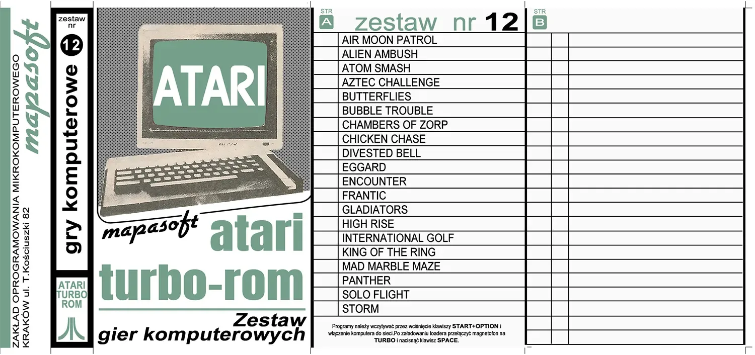 Okładka kasety - MapaSoft Turbo ROM zestaw 12