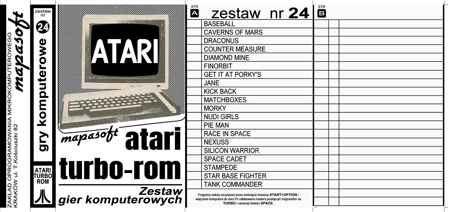 Okładka kasety - MapaSoft Turbo ROM zestaw 24