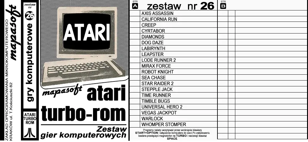 Okładka kasety - MapaSoft Turbo ROM zestaw 26