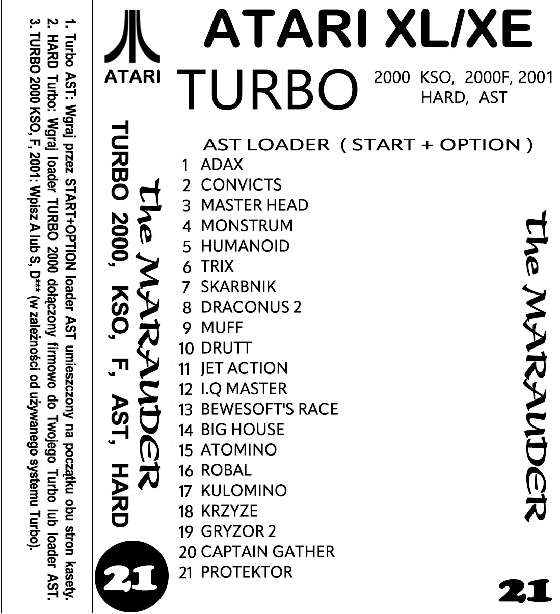 Okładka kasety - The Marauder zestaw 21