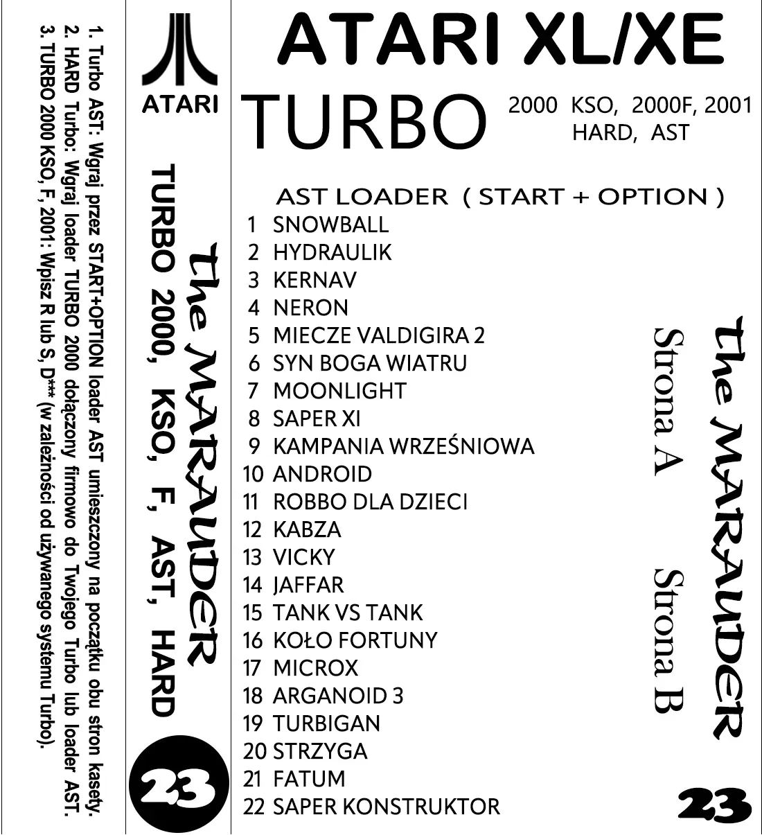 Okładka kasety - The Marauder zestaw 23