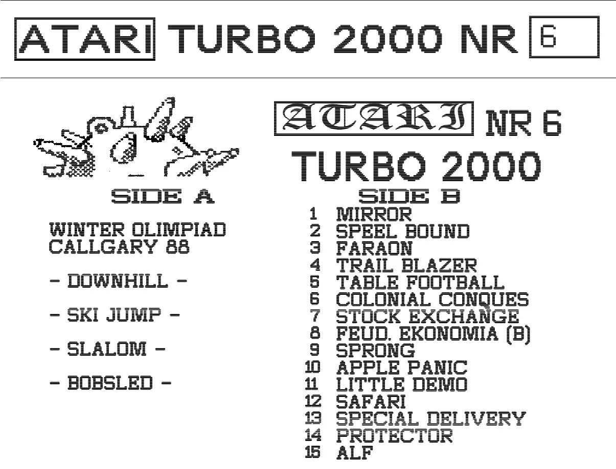 Okładka kasety - Turbo 2000 Mina zestaw 6