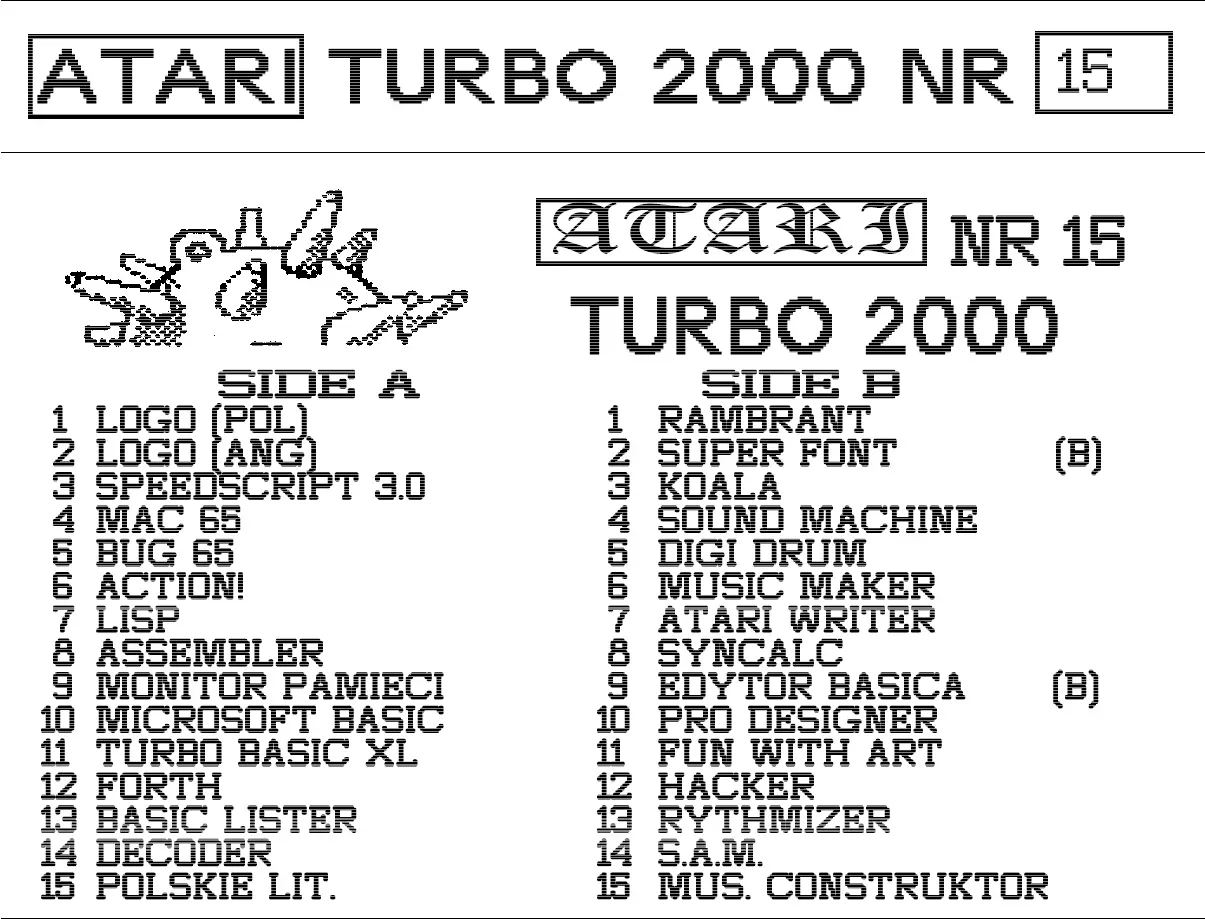 Okładka kasety - Turbo 2000 Mina zestaw 15