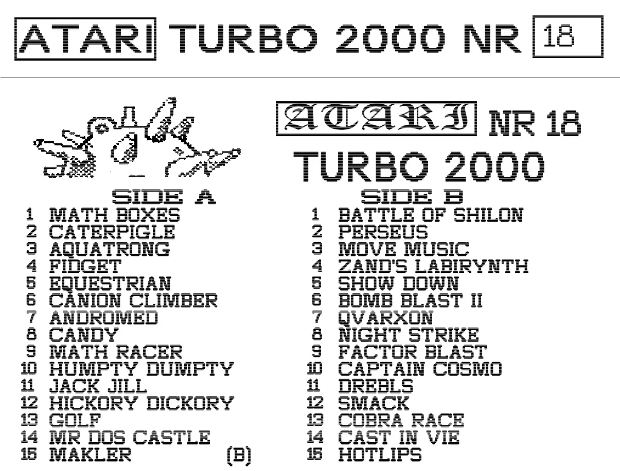 Okładka kasety - Turbo 2000 Mina zestaw 18