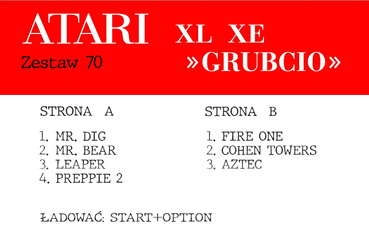 Okładka kasety - Grubcio zestaw 70