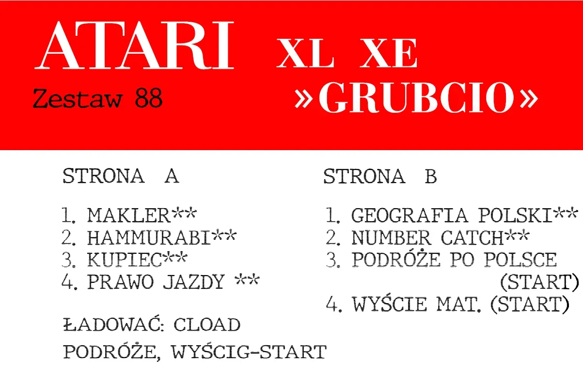 Okładka kasety - Grubcio zestaw 88