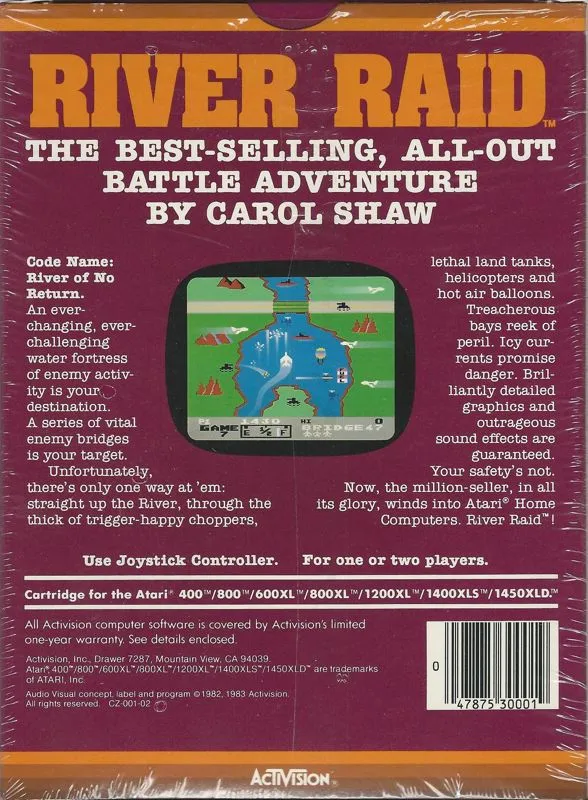 Oryginalna okładka River Raid – Atari XL/XE